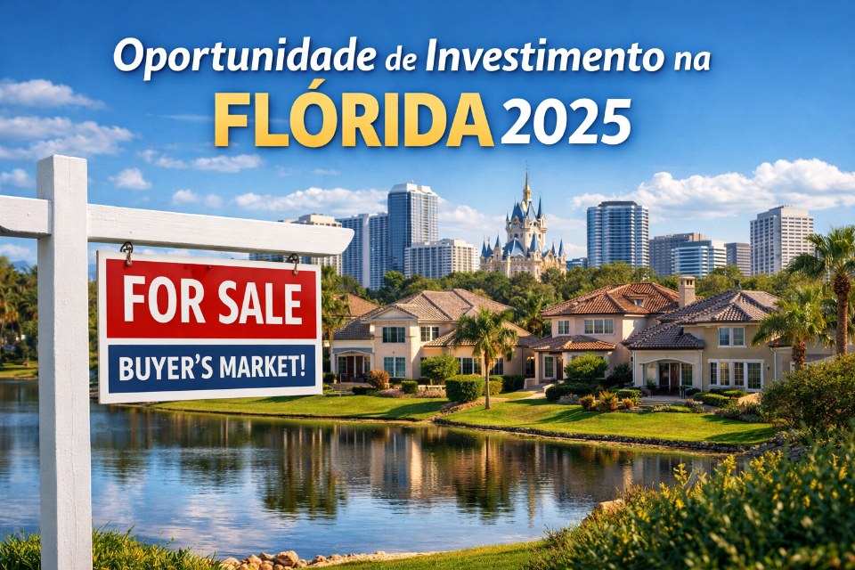 Mercado imobiliário da Flórida em 2025 com casas à venda na região de Orlando, destacando oportunidades para compradores e investidores